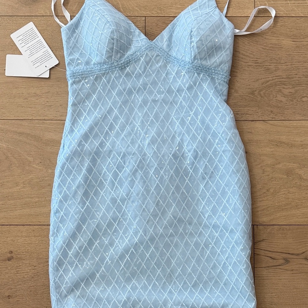 Elegant Blue Lace Slip Dress